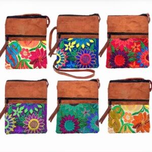 Embroidered Floral Crossbody Bag - Multicolor